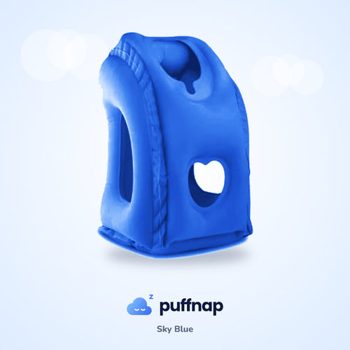 Puffnap lean-forward travel pillow in Sky Blue